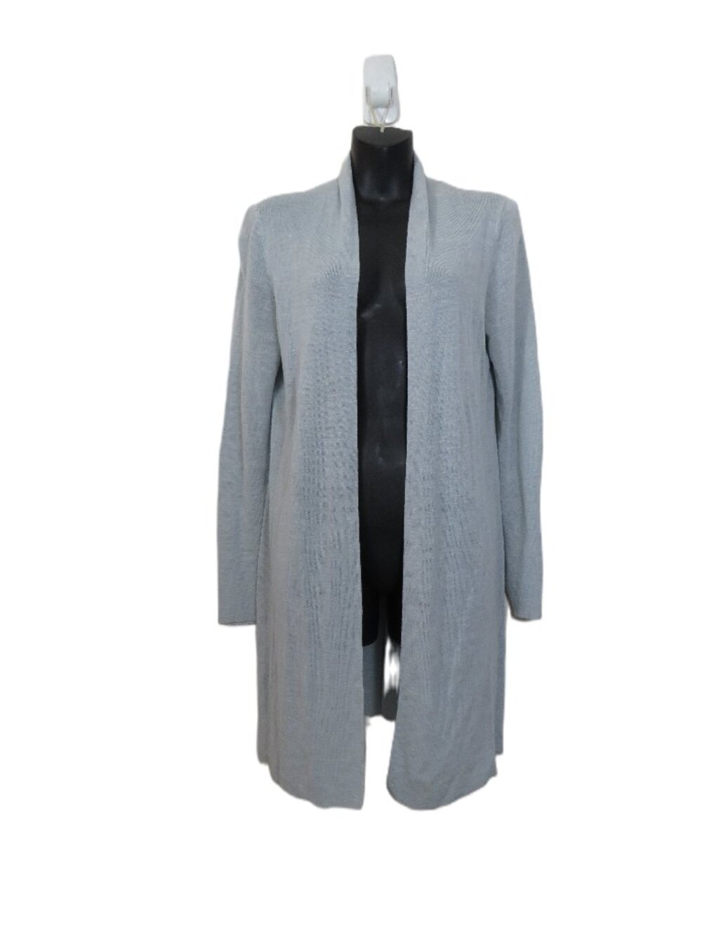 Eileen Fisher Sz Medium Baby Blue Open Front Cardigan Sweater Basic Casual Work